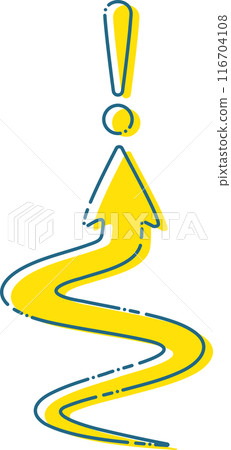 A meandering yellow arrow and an exclamation mark 116704108