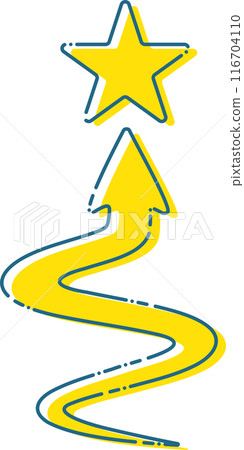 蜿蜒的黃色箭頭和星標 116704110