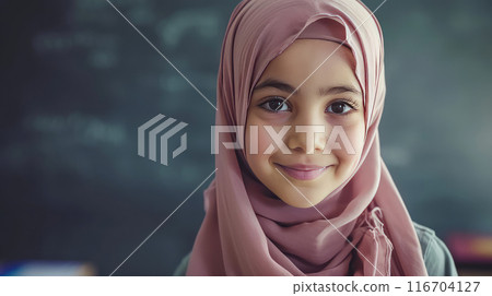 A beacon of inspiration, her hijab empowers her to excel academically. 116704127