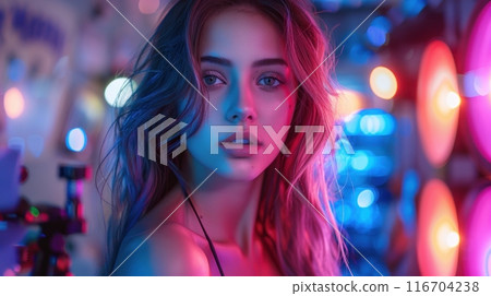 woman in photo video shooting woman in photo video shooting 116704238