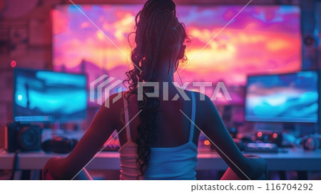 woman in photo video shooting woman in photo video shooting 116704292