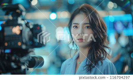 woman in photo video shooting woman in photo video shooting 116704297