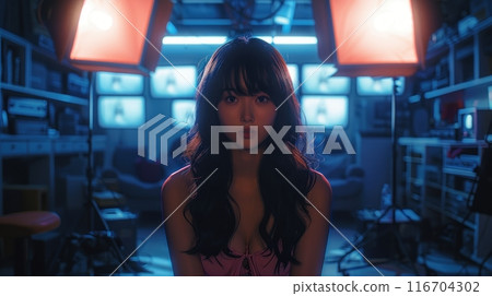 woman in photo video shooting woman in photo video shooting 116704302