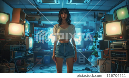 woman in photo video shooting woman in photo video shooting 116704311