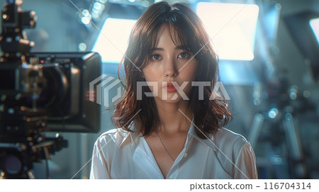 woman in photo video shooting woman in photo video shooting 116704314