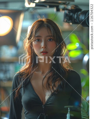 woman in photo video shooting woman in photo video shooting 116704322