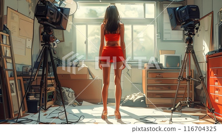 woman in photo video shooting woman in photo video shooting 116704325