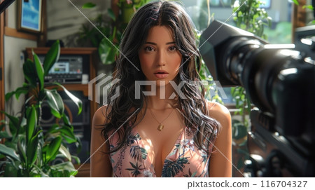 woman in photo video shooting woman in photo video shooting 116704327