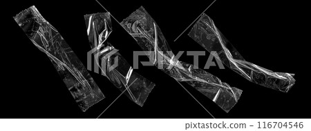 adhesive plastic tape set isolated on black background 116704546