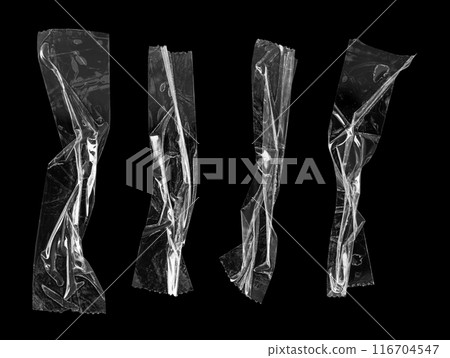 adhesive plastic tape set isolated on black background 116704547