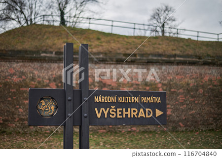 Vysehrad historic fort on the east bank of the Vltava River in Prague, Czech Republic 116704840