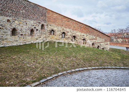 Vysehrad historic fort on the east bank of the Vltava River in Prague, Czech Republic 116704845