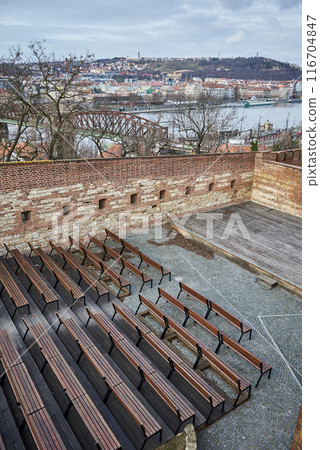 Vysehrad historic fort on the east bank of the Vltava River in Prague, Czech Republic 116704847