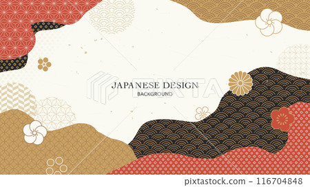 日式背景/日式圖案、抽象形狀、花朵 116704848