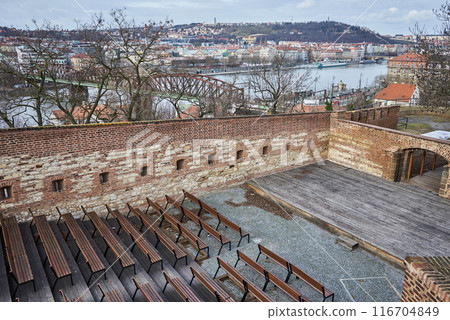 Vysehrad historic fort on the east bank of the Vltava River in Prague, Czech Republic Vysehrad historic fort on the east bank of the Vltava River in Prague, Czech Republic 116704849
