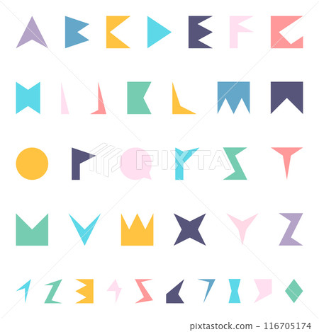 Vector english alphabet in memphis style. 116705174