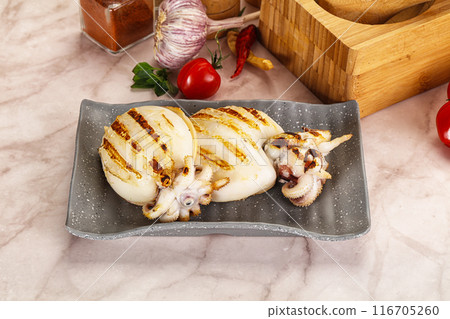 Grilled cuttlefish in the plate Grilled cuttlefish in the plate 116705260