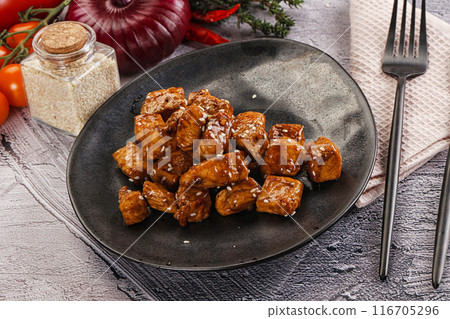 Chicken fillet with soya teriyaki sauce 116705296