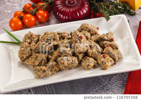 Beef liver with cream sauce Beef liver with cream sauce 116705308