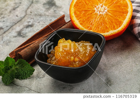 Tasty homemade Orange jam in the bowl Tasty homemade Orange jam in the bowl 116705319