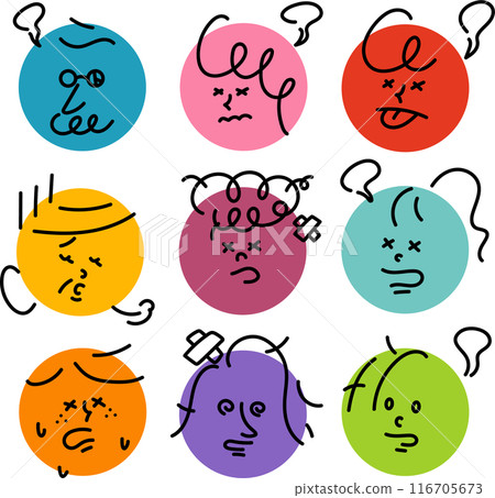 Exhausted people face icon set Exhausted people face icon set 116705673