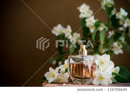fragrant jasmine flowers and perfume 116706609