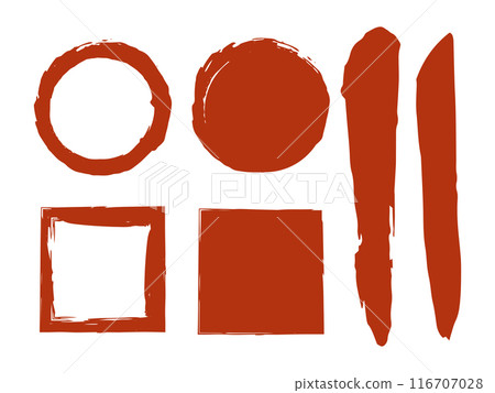 Brush pen circle, line, and square illustration material Circle Vector Brush writing Vector illustration 116707028