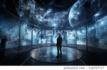 In a futuristic museum, holograms vividly depict the history of the country, showcasing its evolution and the profound changes it has undergone over time.Generated image 116707727