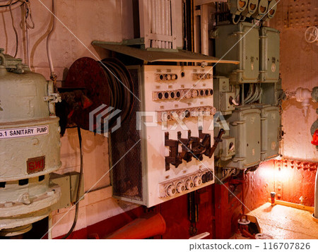 Retro distribution board on a cruise ship Retro distribution board on a cruise ship 116707826