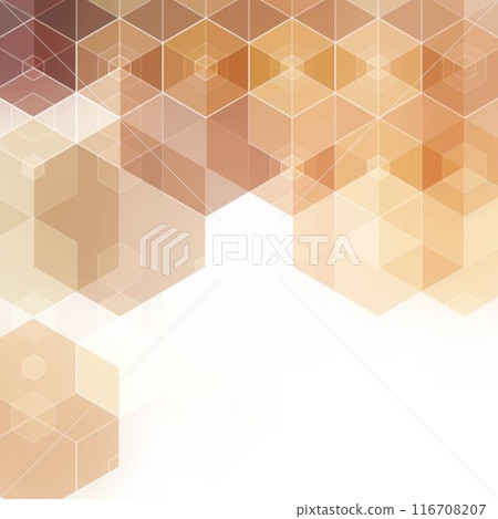 Abstract polygonal background. Vector geometric template for the presentation of promotional materials. Website background layout design. Beige hexagon. 116708207