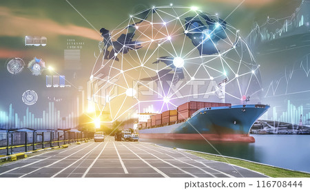 CG illustrations: Shipping industry data analysis image material 116708444