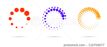 colored circle dotted halftones isolated. Vector illustration 116708877