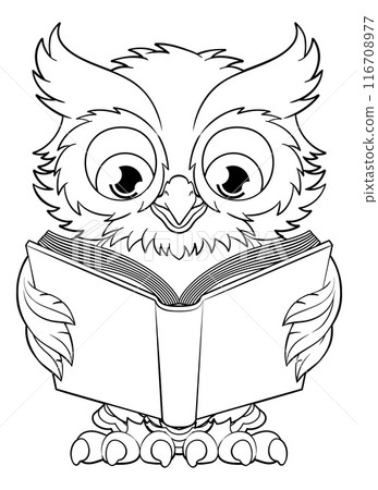 Wise Owl Cartoon Cute Character Reading Book Wise Owl Cartoon Cute Character Reading Book 116708977