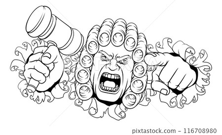 Angry Judge Hammer Gavel Cartoon Character Angry Judge Hammer Gavel Cartoon Character 116708980