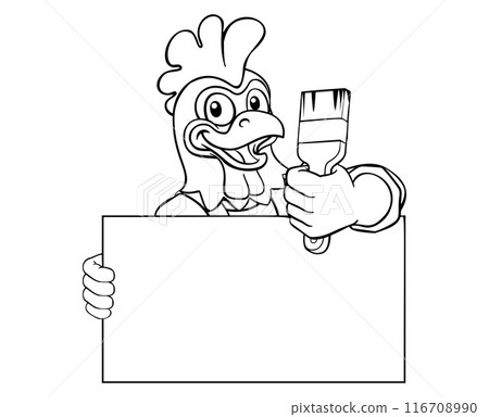Chicken Painter Decorator Paint Brush Mascot Chicken Painter Decorator Paint Brush Mascot 116708990