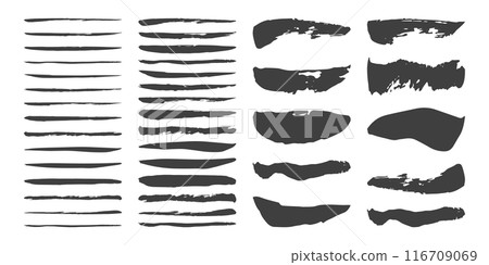 Handwritten brush line material Brush writing Vector Line Black Set of grungy vector Handwritten brush line material Brush writing Vector Line Black Set of grungy vector 116709069