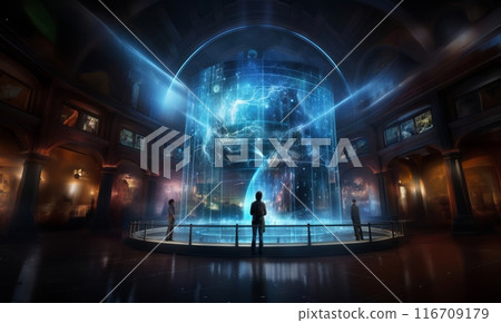 In a futuristic museum, holograms vividly depict the history of the country, showcasing its evolution and the profound changes it has undergone over time.Generated image In a futuristic museum, holograms vividly depict the history of the country, showcasing its evolution and the profound changes it has undergone over time.Generated image 116709179