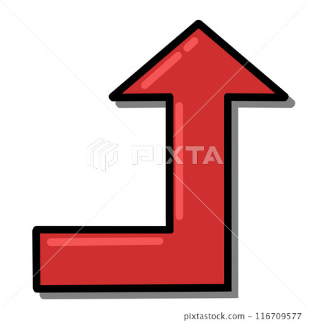 90 degree bent arrow 2 (red) (with line drawing, reflection and shadow) 90 degree bent arrow 2 (red) (with line drawing, reflection and shadow) 116709577