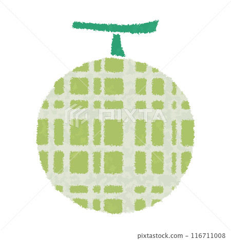 Hand-drawn cute melon_crayon drawing touch Hand-drawn cute melon_crayon drawing touch 116711008