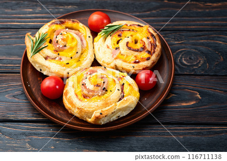 Homemade Puff pastry pinweel ( rolls ) Mini pizza 116711138