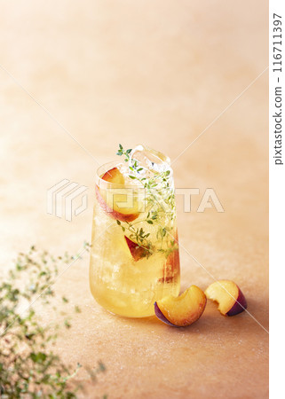 Peach thyme iced tea Peach thyme iced tea 116711397
