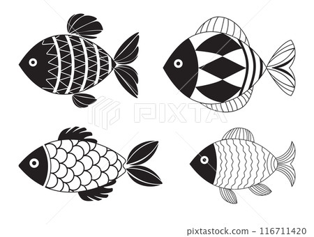 Black and white decorative fish 116711420