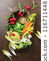 Vegan charcuterie plate, fresh veggie snack 116711448