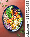 Nicoise tuna salad view from above, ready to eat 116711485
