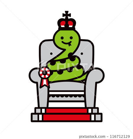 蛇王插畫素材。可愛的蛇吉祥物人物,輪廓粗壯。 蛇王插畫素材。可愛的蛇吉祥物人物,輪廓粗壯。 116712129