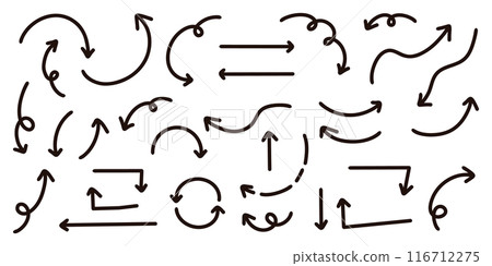 向量筆手繪箭頭設定黑白 向量筆手繪箭頭設定黑白 116712275