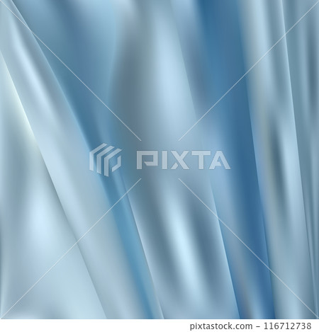 Luxury blue grey wavy fabric background. Elegant silk material. Faded violet color of satin soft fabric. Crumpled dark grey color wavy textile. eps 10 116712738