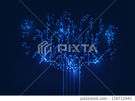 Big data connection technology background that is collecting and stores data on the cloud system and sends the file to the user, As a wallpaper image of digital technology 116712942