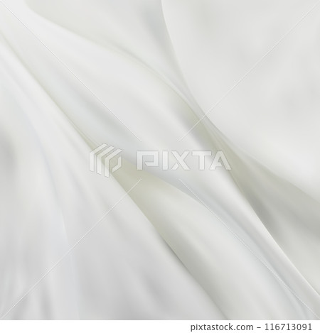 White wrinkled fabric. Light drape background. Picturesque folds. Vector design art. eps 10 116713091