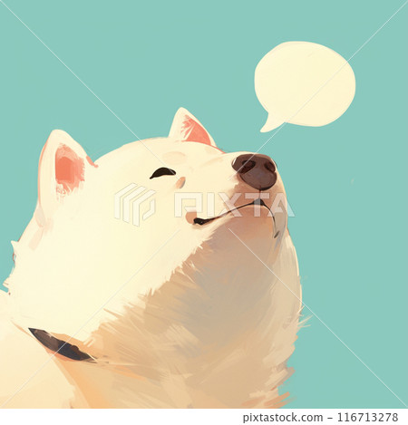 White dog and speech bubble 116713278